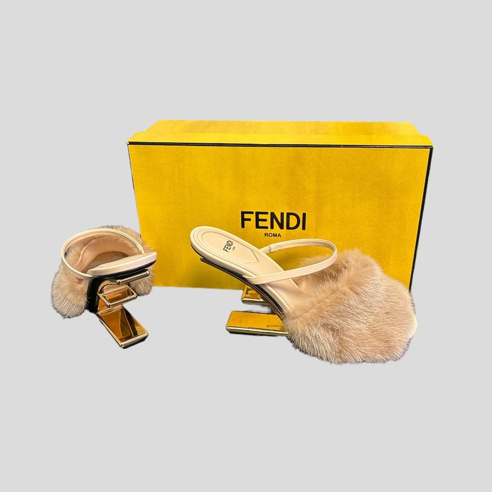 Fendi Leather Slides / Mink Trim *BUY NOW* - Picture 3 of 5